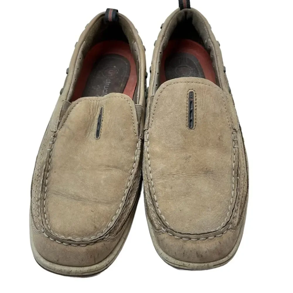 CLARKS UNSTRUCTURED Beige Tan Genuine Leather Loafers Boat Shoes Casual sz 8 M